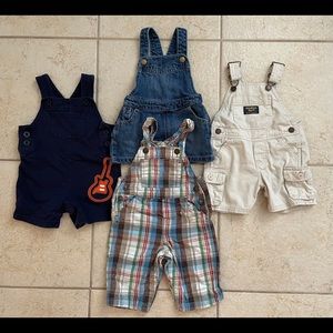 2/$15 Bundle of 4 overalls size 9m and 6-12m